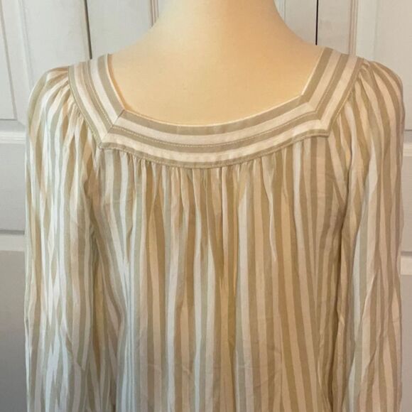 LC Lauren Conrad Tan White Striped Top Medium - Picture 4 of 5